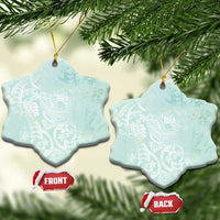 Polynesian Tiare Monstera Seafoam Green Ceramic Ornament Liquid Style LT01 Snow Flake Green - Polynesian Pride