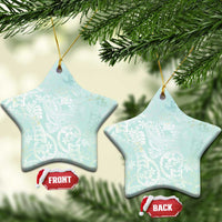 Polynesian Tiare Monstera Seafoam Green Ceramic Ornament Liquid Style LT01 Star Green - Polynesian Pride