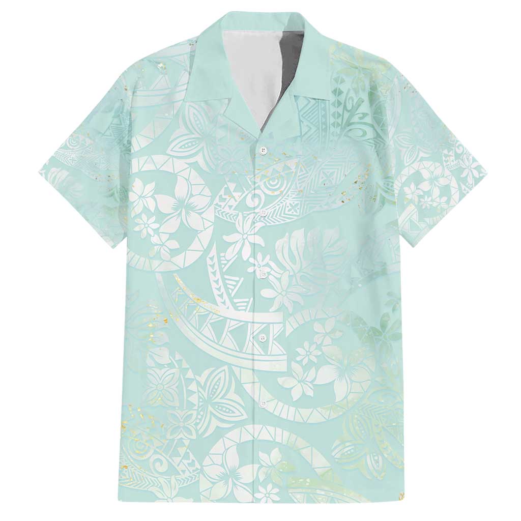 Polynesian Tiare Monstera Seafoam Green Hawaiian Shirt Liquid Style LT01 Green - Polynesian Pride