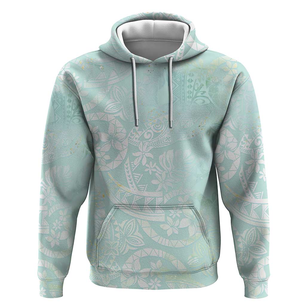 Polynesian Tiare Monstera Seafoam Green Hoodie Liquid Style LT01 Pullover Hoodie Green - Polynesian Pride