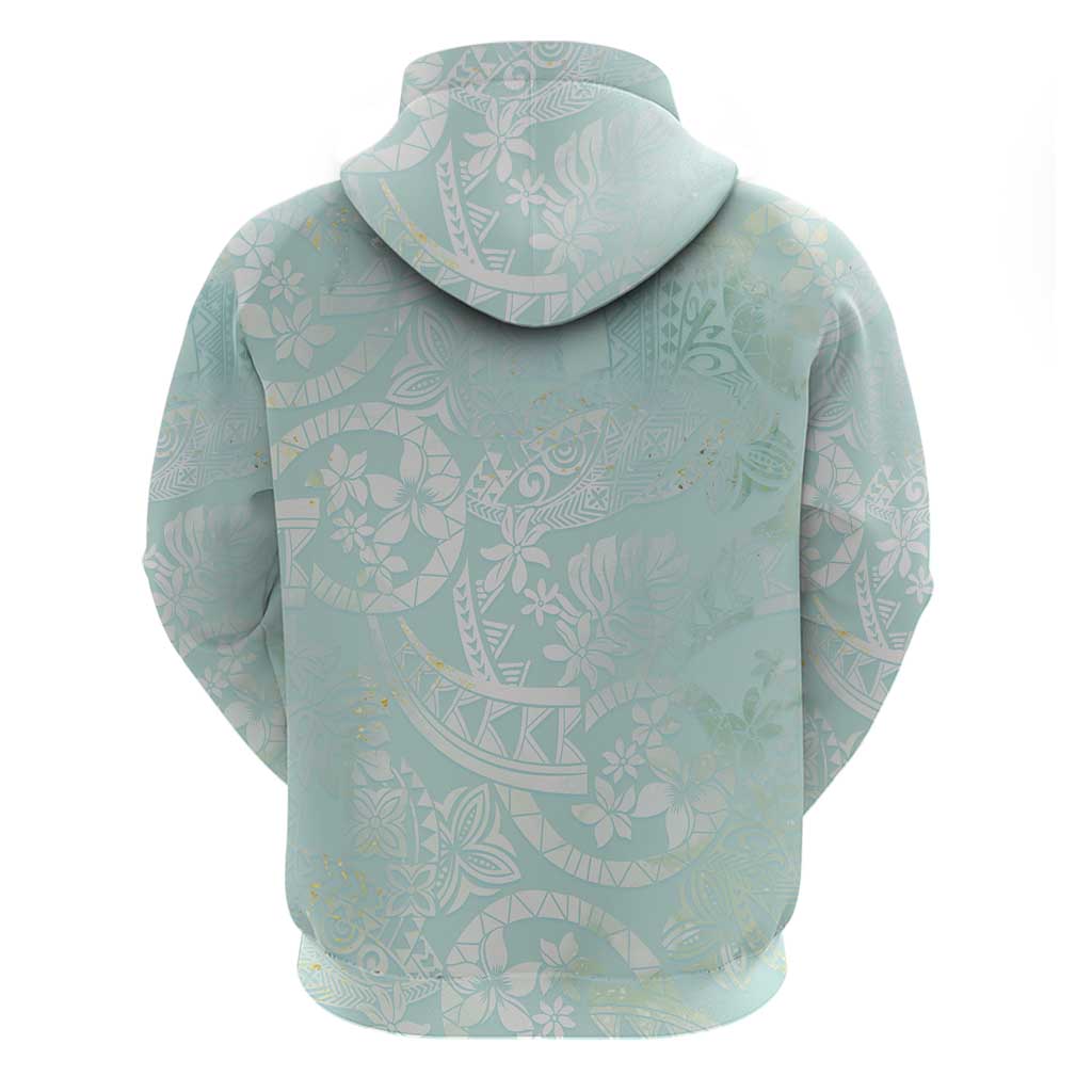 Polynesian Tiare Monstera Seafoam Green Hoodie Liquid Style LT01 - Polynesian Pride