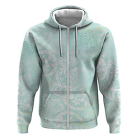 Polynesian Tiare Monstera Seafoam Green Hoodie Liquid Style LT01 Zip Hoodie Green - Polynesian Pride