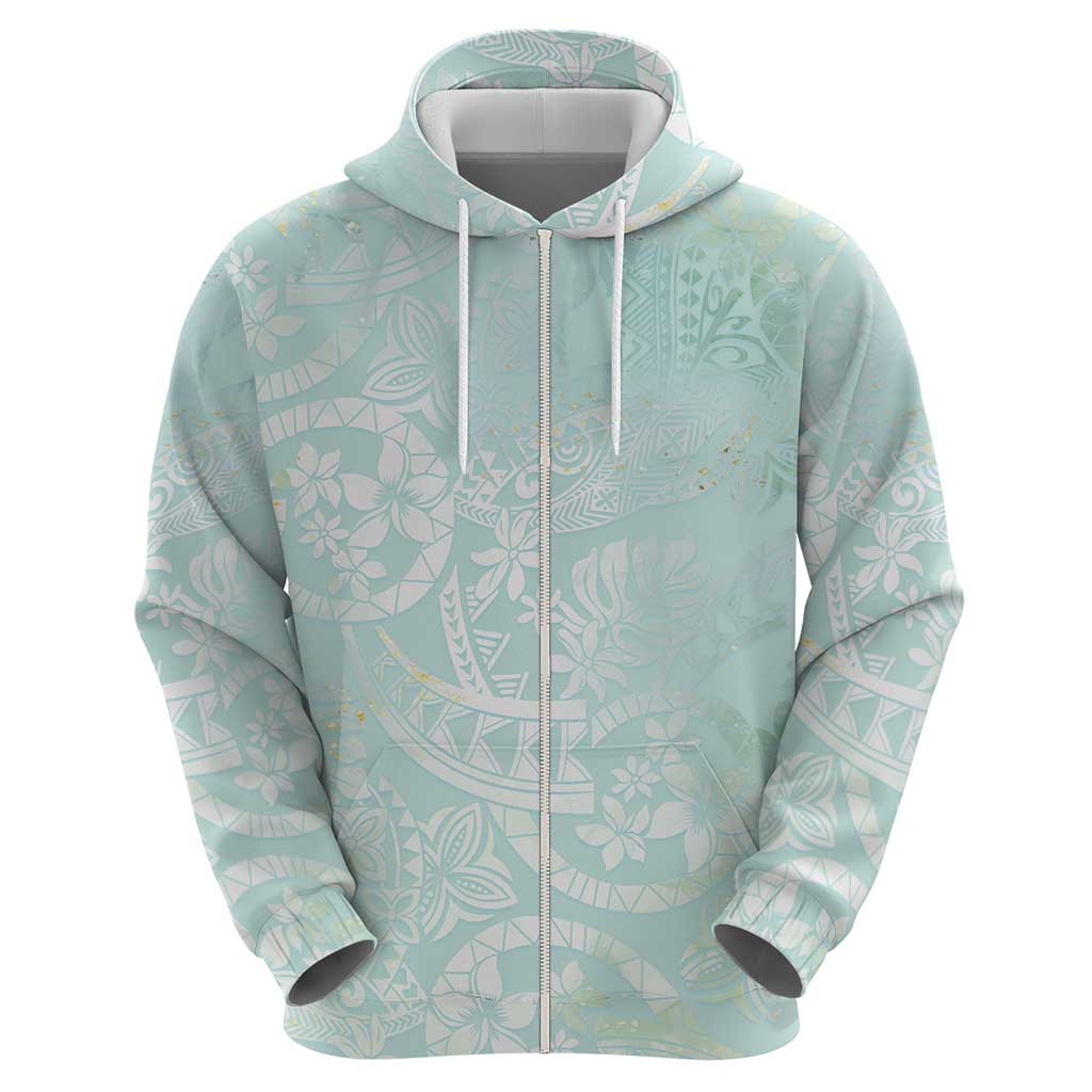 Polynesian Tiare Monstera Seafoam Green Hoodie Liquid Style LT01 - Polynesian Pride