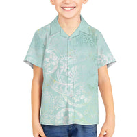 Polynesian Tiare Monstera Seafoam Green Kid Hawaiian Shirt Liquid Style LT01 Kid Green - Polynesian Pride