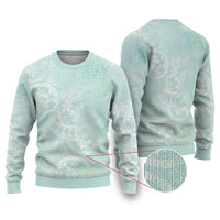 Polynesian Tiare Monstera Seafoam Green Ugly Christmas Sweater Liquid Style LT01 Green - Polynesian Pride