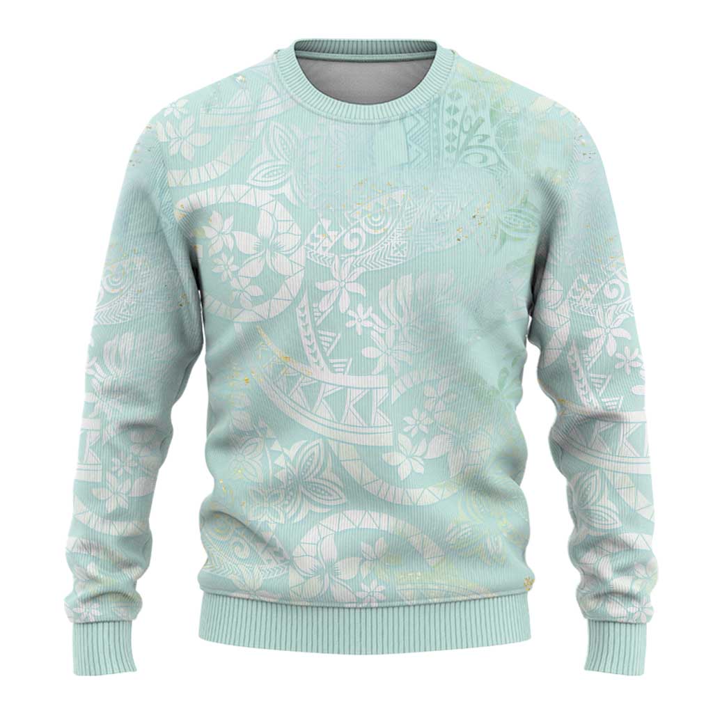 Polynesian Tiare Monstera Seafoam Green Ugly Christmas Sweater Liquid Style LT01 - Polynesian Pride
