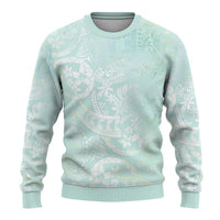 Polynesian Tiare Monstera Seafoam Green Ugly Christmas Sweater Liquid Style LT01 - Polynesian Pride