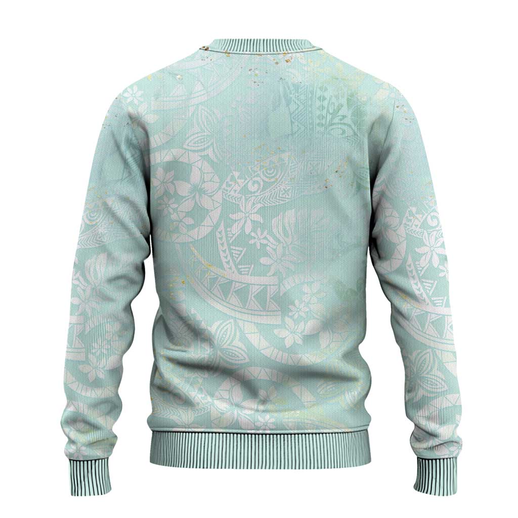 Polynesian Tiare Monstera Seafoam Green Ugly Christmas Sweater Liquid Style LT01 - Polynesian Pride
