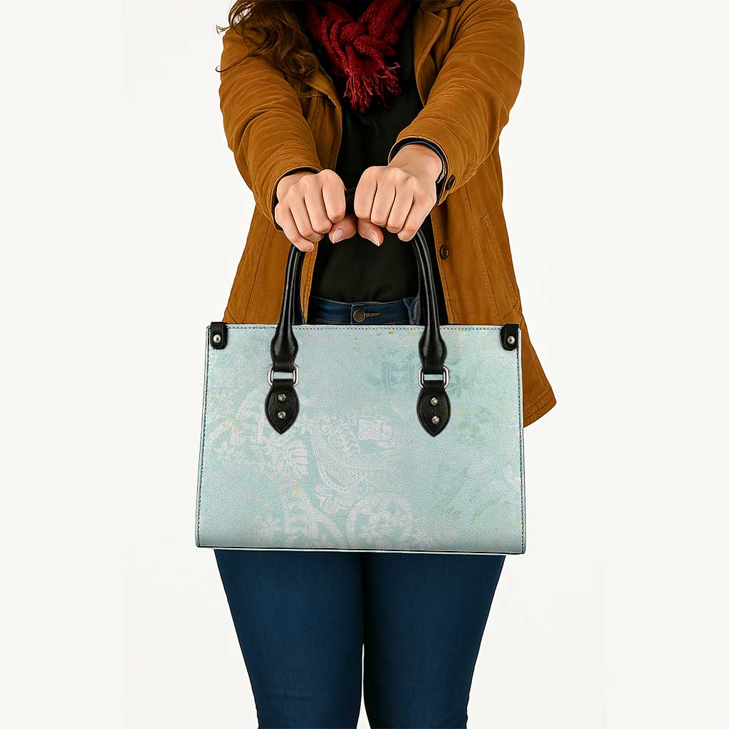 Polynesian Tiare Monstera Seafoam Green Leather Bag Liquid Style LT01 - Polynesian Pride