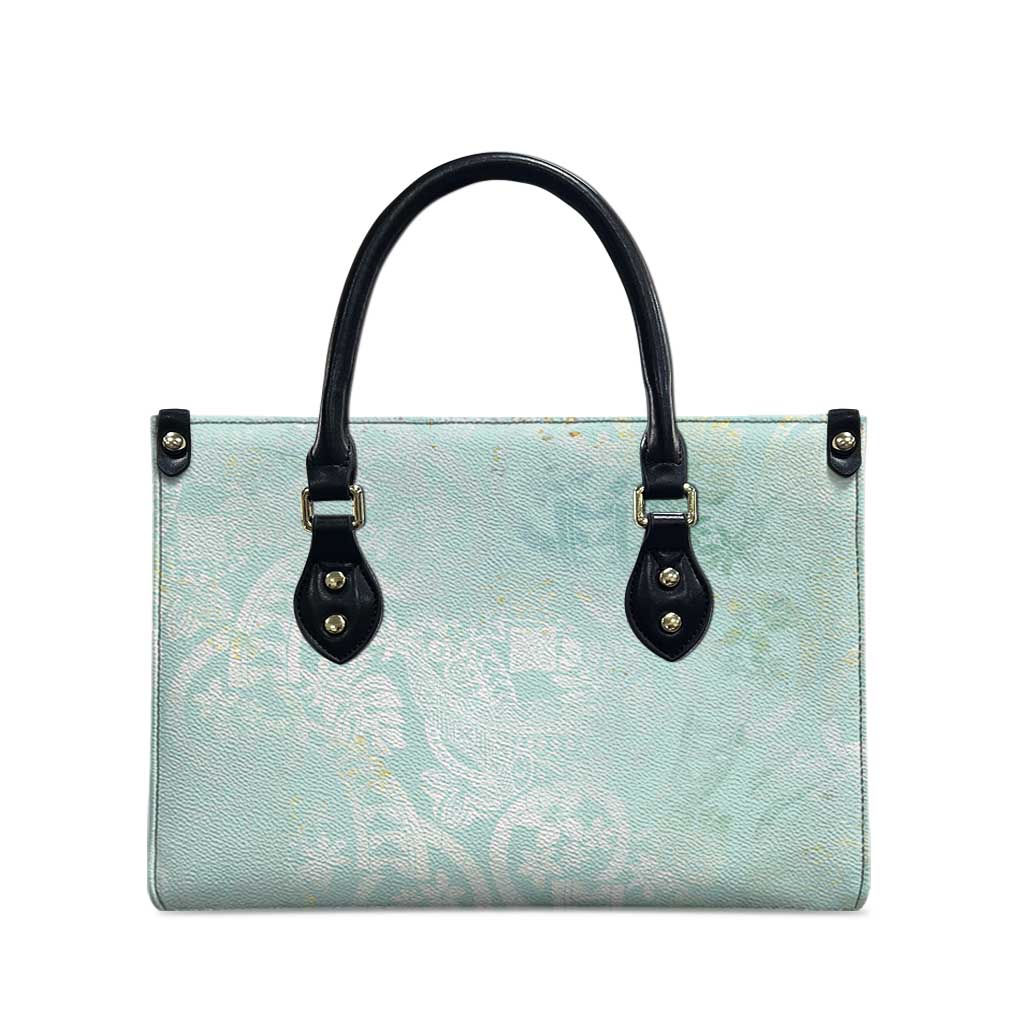 Polynesian Tiare Monstera Seafoam Green Leather Bag Liquid Style LT01 - Polynesian Pride