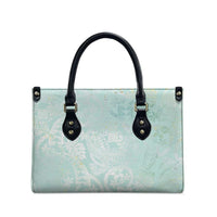 Polynesian Tiare Monstera Seafoam Green Leather Bag Liquid Style LT01 - Polynesian Pride