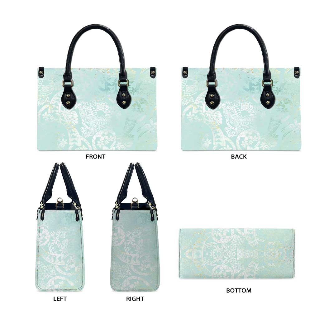 Polynesian Tiare Monstera Seafoam Green Leather Bag Liquid Style LT01 - Polynesian Pride