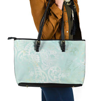 Polynesian Tiare Monstera Seafoam Green Leather Tote Bag Liquid Style LT01 - Polynesian Pride