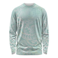 Polynesian Tiare Monstera Seafoam Green Long Sleeve Shirt Liquid Style LT01 Unisex Green - Polynesian Pride