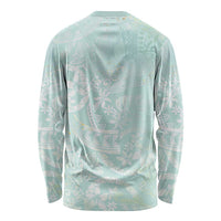 Polynesian Tiare Monstera Seafoam Green Long Sleeve Shirt Liquid Style LT01 - Polynesian Pride