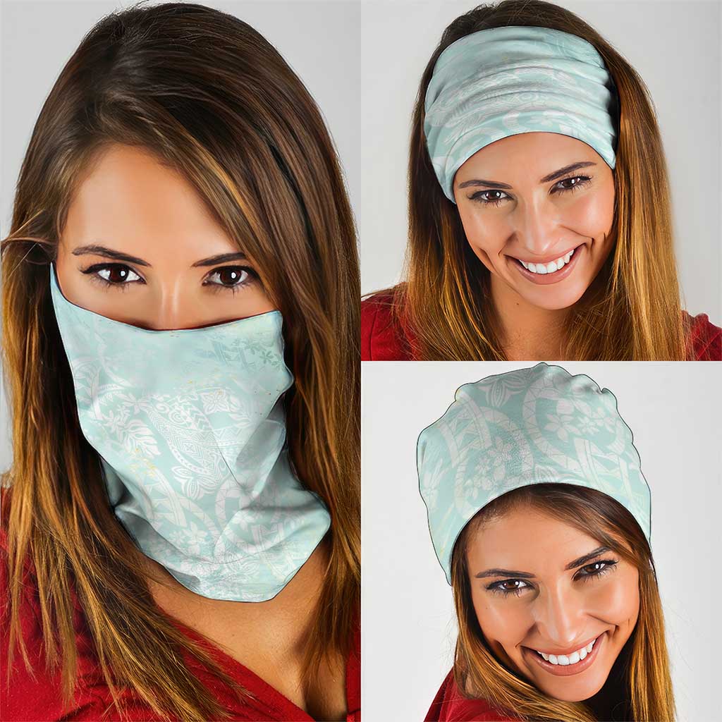 Polynesian Tiare Monstera Seafoam Green Neck Gaiter Liquid Style LT01 - Polynesian Pride