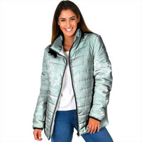 Polynesian Tiare Monstera Seafoam Green Padded Jacket Liquid Style LT01 Women Green - Polynesian Pride