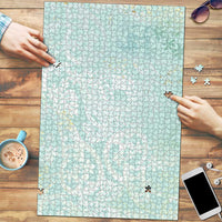 Polynesian Tiare Monstera Seafoam Green Puzzle Liquid Style LT01 Green - Polynesian Pride