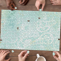 Polynesian Tiare Monstera Seafoam Green Puzzle Liquid Style LT01 - Polynesian Pride