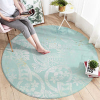 Polynesian Tiare Monstera Seafoam Green Round Carpet Liquid Style LT01 - Polynesian Pride