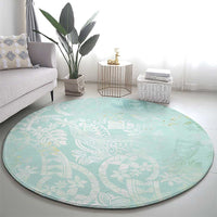 Polynesian Tiare Monstera Seafoam Green Round Carpet Liquid Style LT01 - Polynesian Pride