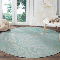 Polynesian Tiare Monstera Seafoam Green Round Carpet Liquid Style LT01 - Polynesian Pride