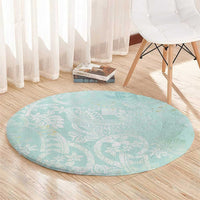 Polynesian Tiare Monstera Seafoam Green Round Carpet Liquid Style LT01 - Polynesian Pride