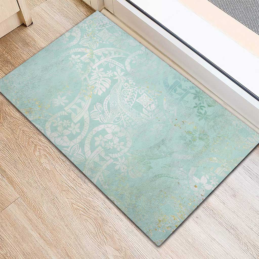 Polynesian Tiare Monstera Seafoam Green Rubber Doormat Liquid Style LT01 - Polynesian Pride