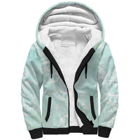 Polynesian Tiare Monstera Seafoam Green Sherpa Hoodie Liquid Style LT01 Unisex Green - Polynesian Pride