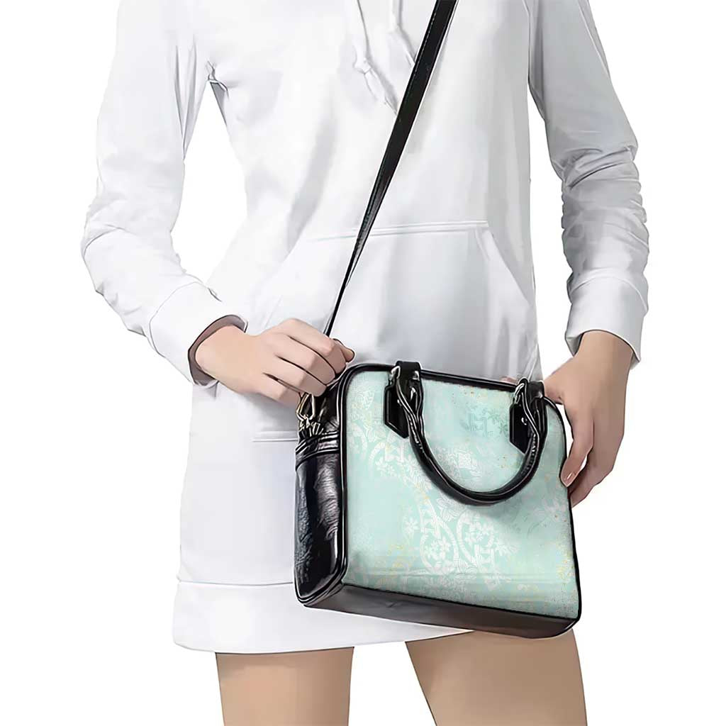 Polynesian Tiare Monstera Seafoam Green Shoulder Handbag Liquid Style LT01 - Polynesian Pride