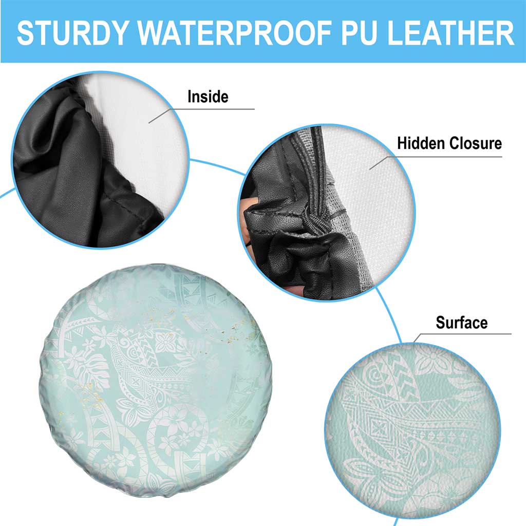 Polynesian Tiare Monstera Seafoam Green Spare Tire Cover Liquid Style LT01 - Polynesian Pride