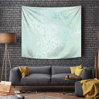 Polynesian Tiare Monstera Seafoam Green Tapestry Liquid Style LT01 Green - Polynesian Pride