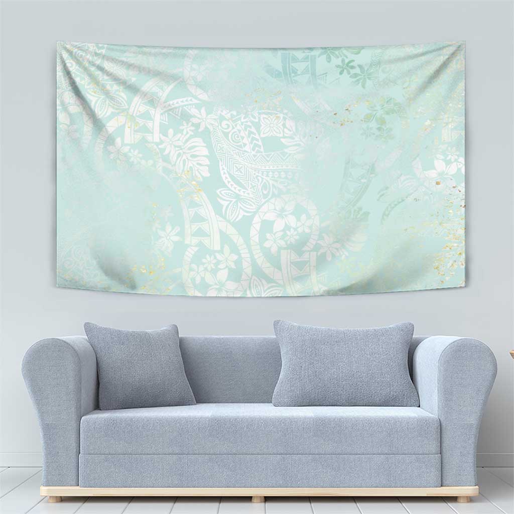 Polynesian Tiare Monstera Seafoam Green Tapestry Liquid Style LT01 - Polynesian Pride