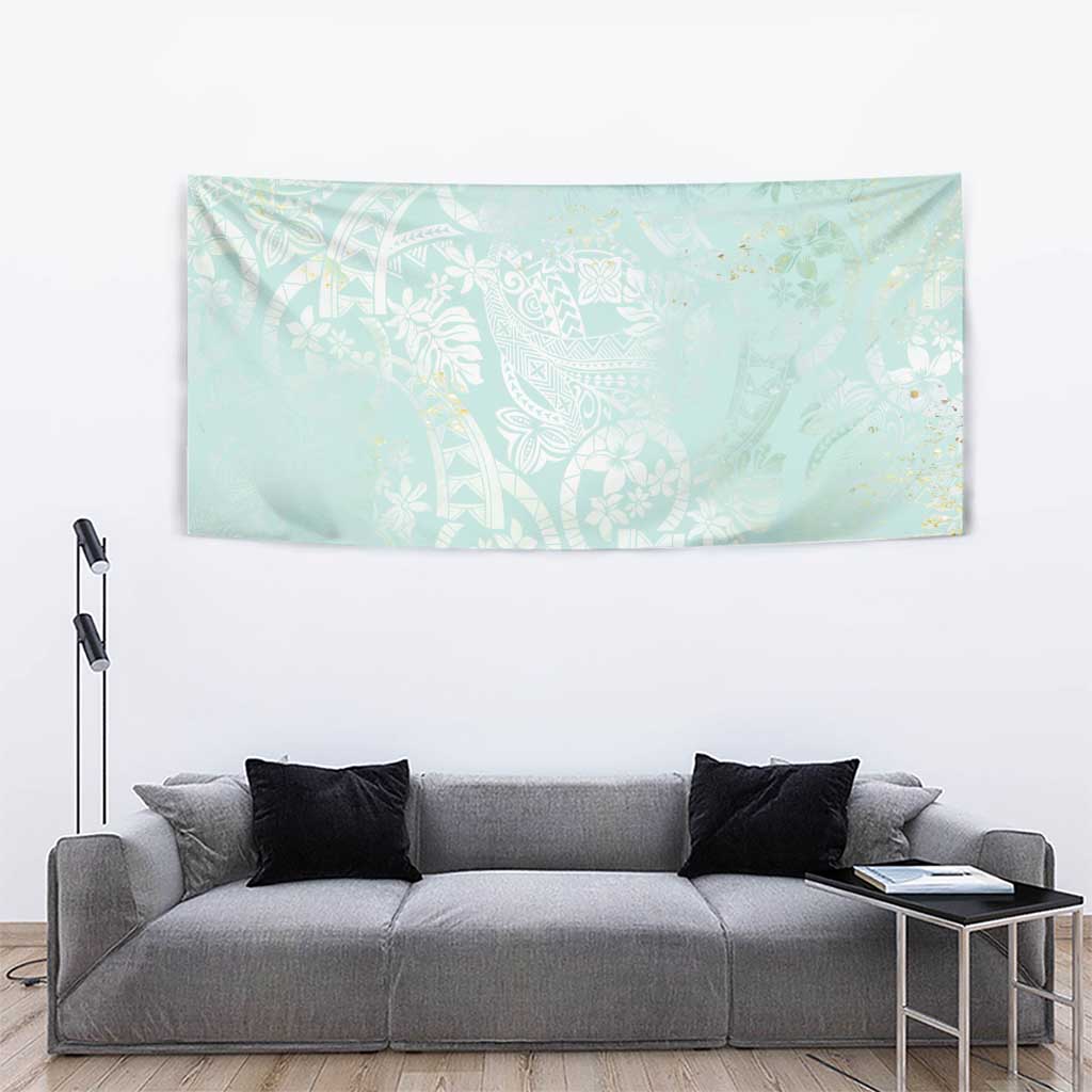 Polynesian Tiare Monstera Seafoam Green Tapestry Liquid Style LT01 - Polynesian Pride