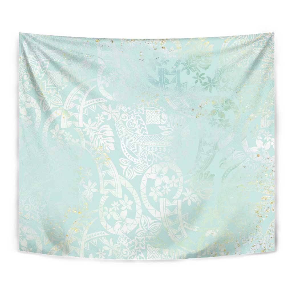 Polynesian Tiare Monstera Seafoam Green Tapestry Liquid Style LT01 - Polynesian Pride