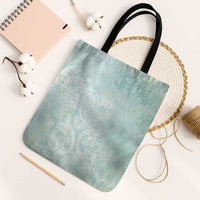 Polynesian Tiare Monstera Seafoam Green Tote Bag Liquid Style LT01 Black Strap One Size Green - Polynesian Pride