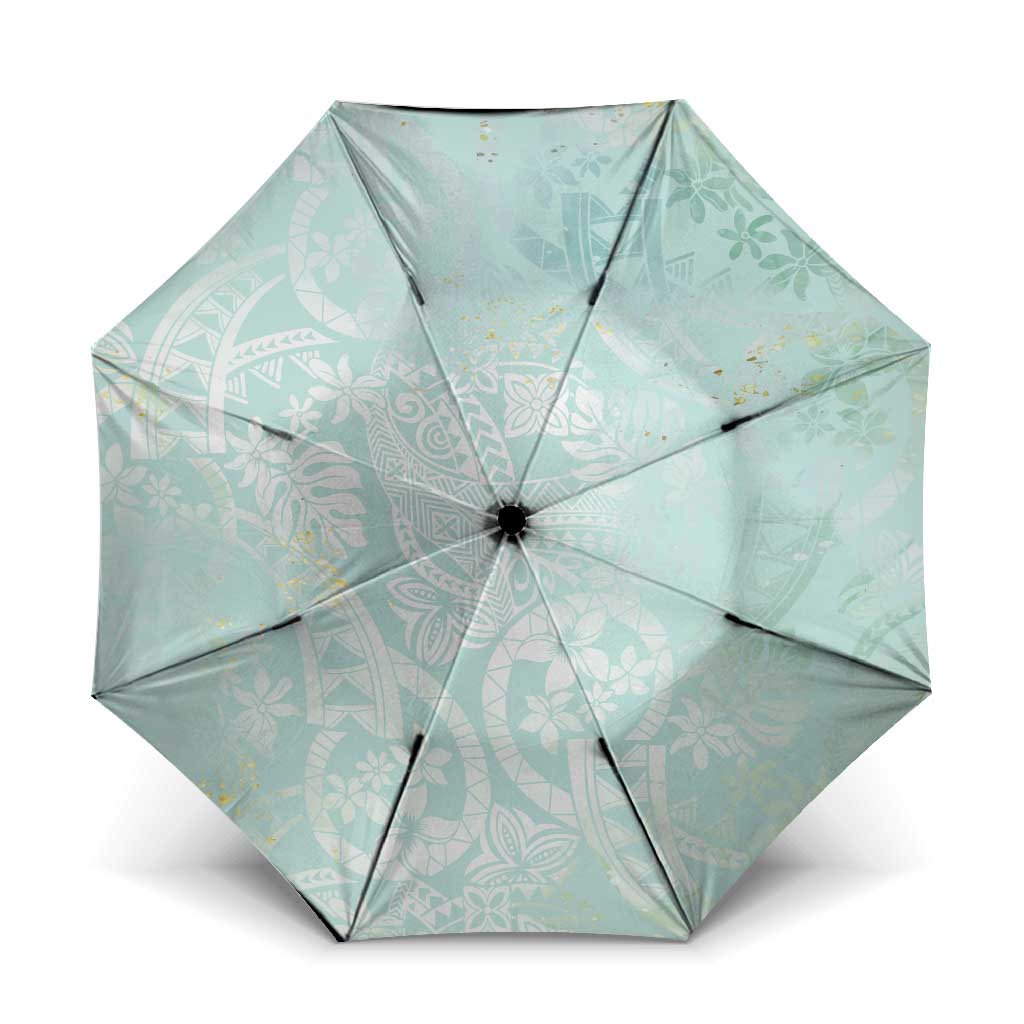 Polynesian Tiare Monstera Seafoam Green Umbrella Liquid Style LT01 One Size Folded 11.42 inch Opened Diameter 37.4 inch Green - Polynesian Pride