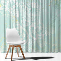 Polynesian Tiare Monstera Seafoam Green Window Curtain Liquid Style LT01 - Polynesian Pride