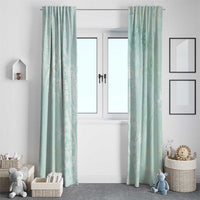 Polynesian Tiare Monstera Seafoam Green Window Curtain Liquid Style LT01 - Polynesian Pride