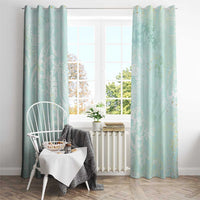 Polynesian Tiare Monstera Seafoam Green Window Curtain Liquid Style LT01 - Polynesian Pride