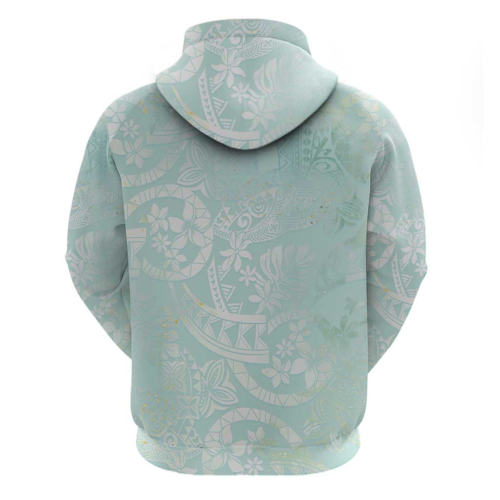 Polynesian Tiare Monstera Seafoam Green Zip Hoodie Liquid Style LT01 - Polynesian Pride
