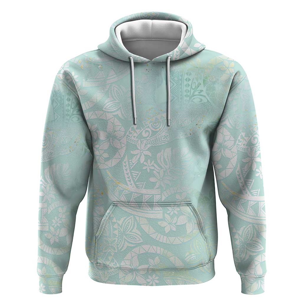 Polynesian Tiare Monstera Seafoam Green Zip Hoodie Liquid Style LT01 Pullover Hoodie Green - Polynesian Pride