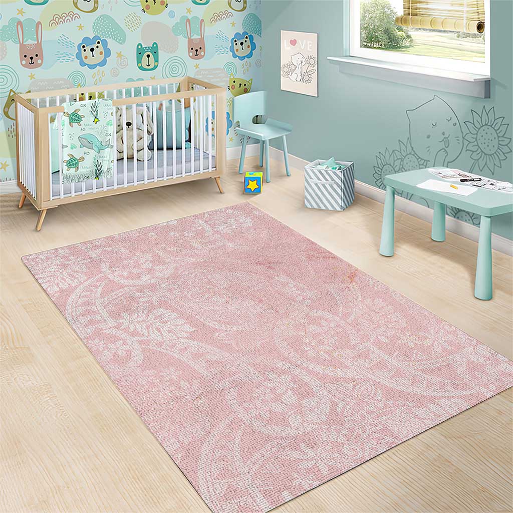 Polynesian Tiare Monstera Soft Pink Area Rug Liquid Style LT01 - Polynesian Pride