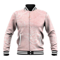 Polynesian Tiare Monstera Soft Pink Baseball Jacket Liquid Style LT01 Unisex Pink - Polynesian Pride