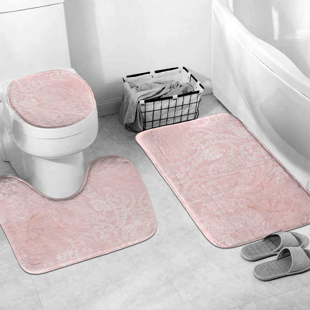 Polynesian Tiare Monstera Soft Pink Bathroom Set Liquid Style LT01 Mat Set Only (3 pcs) One Size Pink - Polynesian Pride