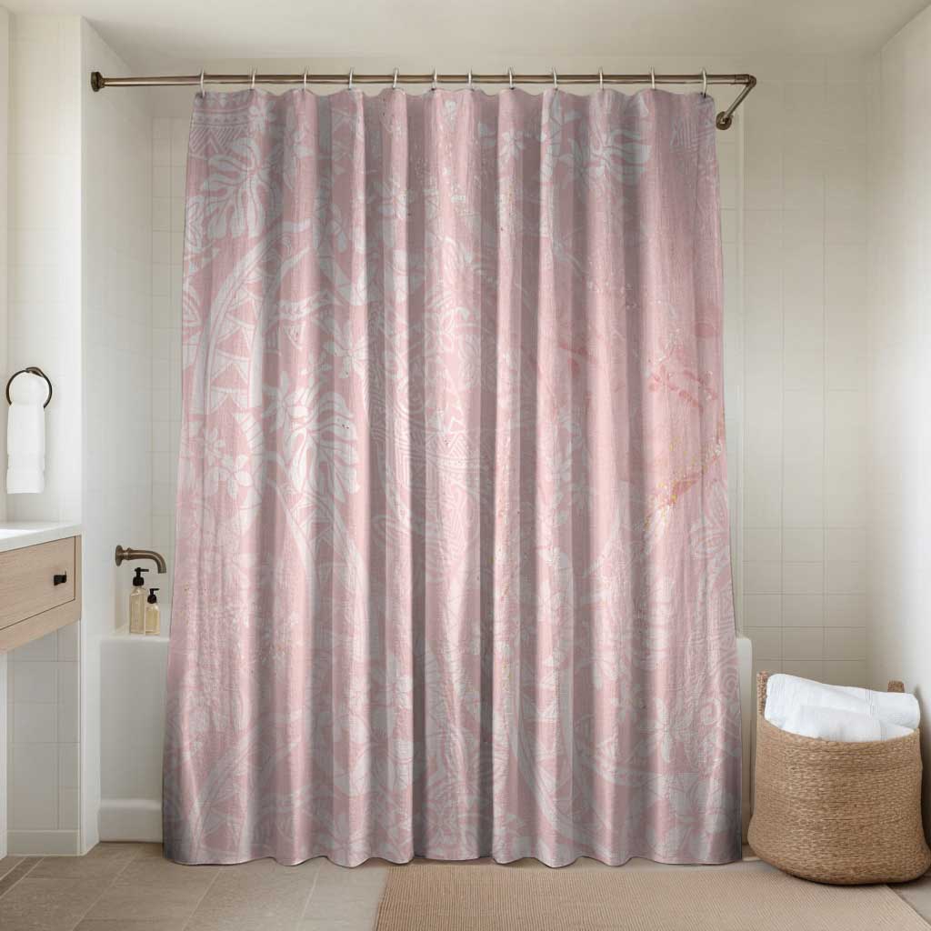 Polynesian Tiare Monstera Soft Pink Bathroom Set Liquid Style LT01 Shower Curtain Only Pink - Polynesian Pride