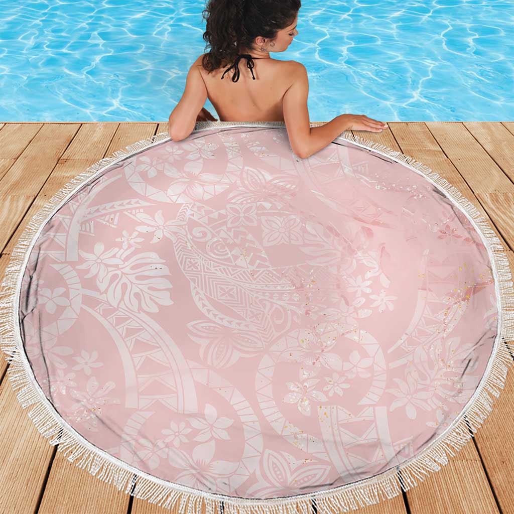 Polynesian Tiare Monstera Soft Pink Beach Blanket Liquid Style LT01 - Polynesian Pride
