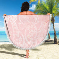 Polynesian Tiare Monstera Soft Pink Beach Blanket Liquid Style LT01 - Polynesian Pride
