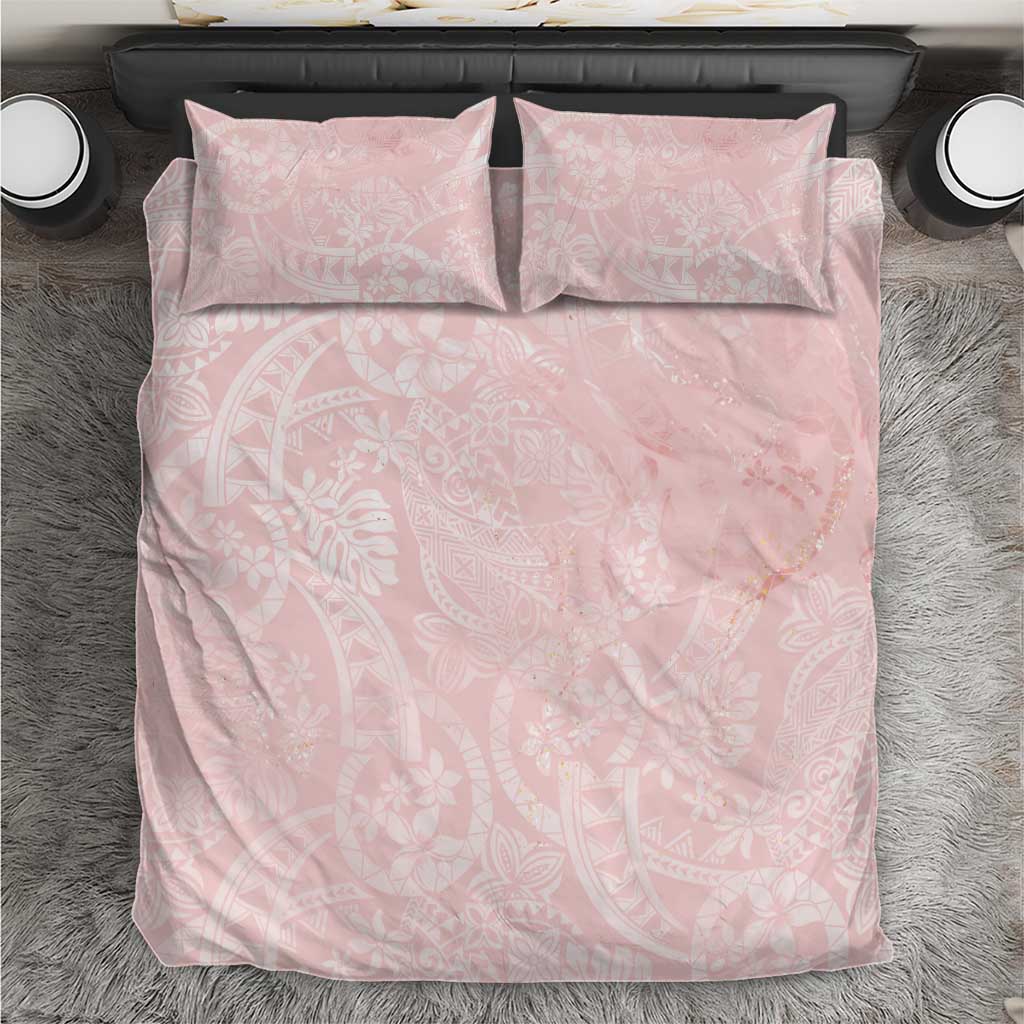 Polynesian Tiare Monstera Soft Pink Bedding Set Liquid Style LT01 Pink - Polynesian Pride