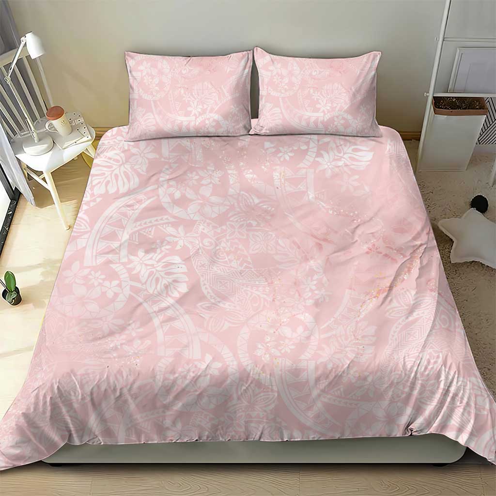 Polynesian Tiare Monstera Soft Pink Bedding Set Liquid Style LT01 - Polynesian Pride